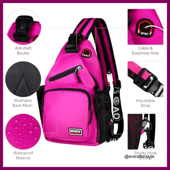 Convertible Sling Backpack Daypack Lightweight Crossbody Travel Hiking Commute - Picture 6 of 6